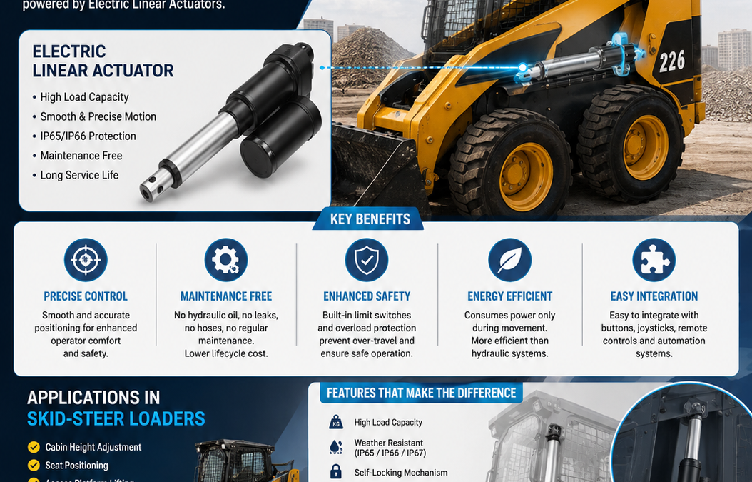 Cabin Height Adjustment Using Electric Linear Actuators in Skid-Steer Loaders